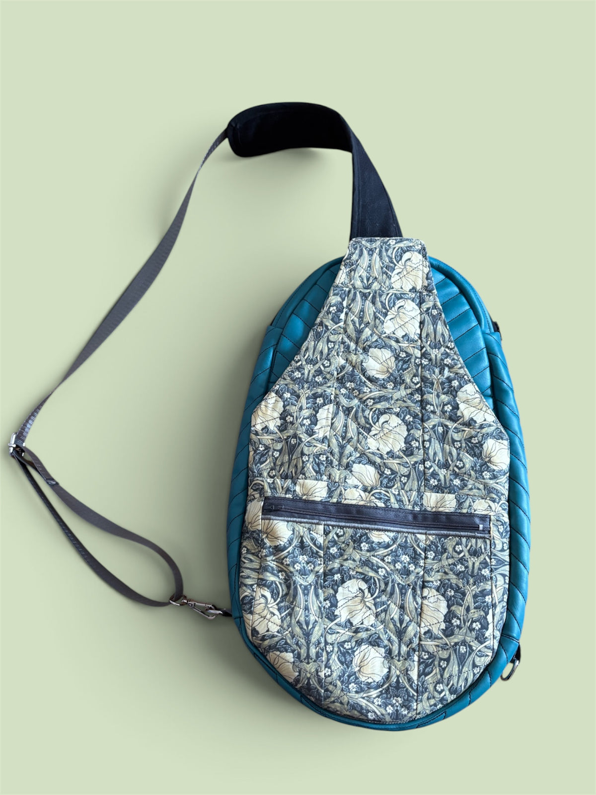 Teal leather crossbody bag