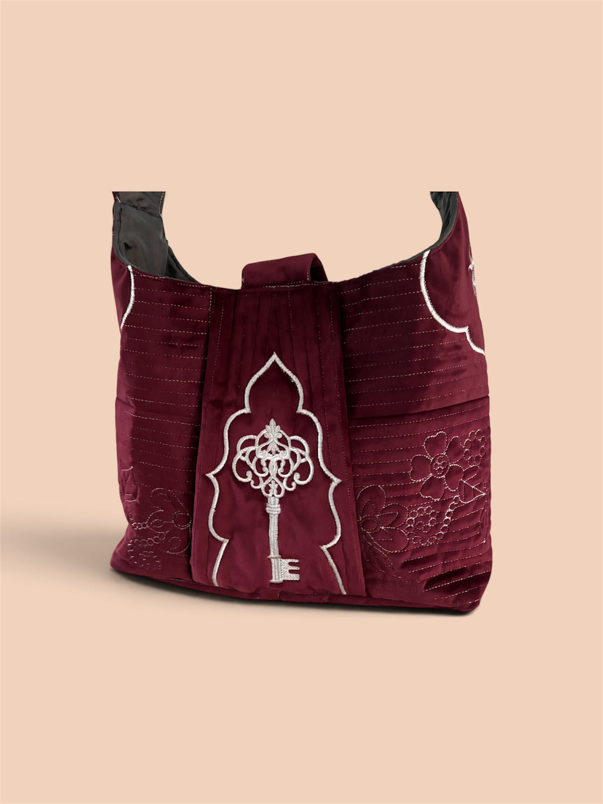 Burgundy soft velvet sling bag