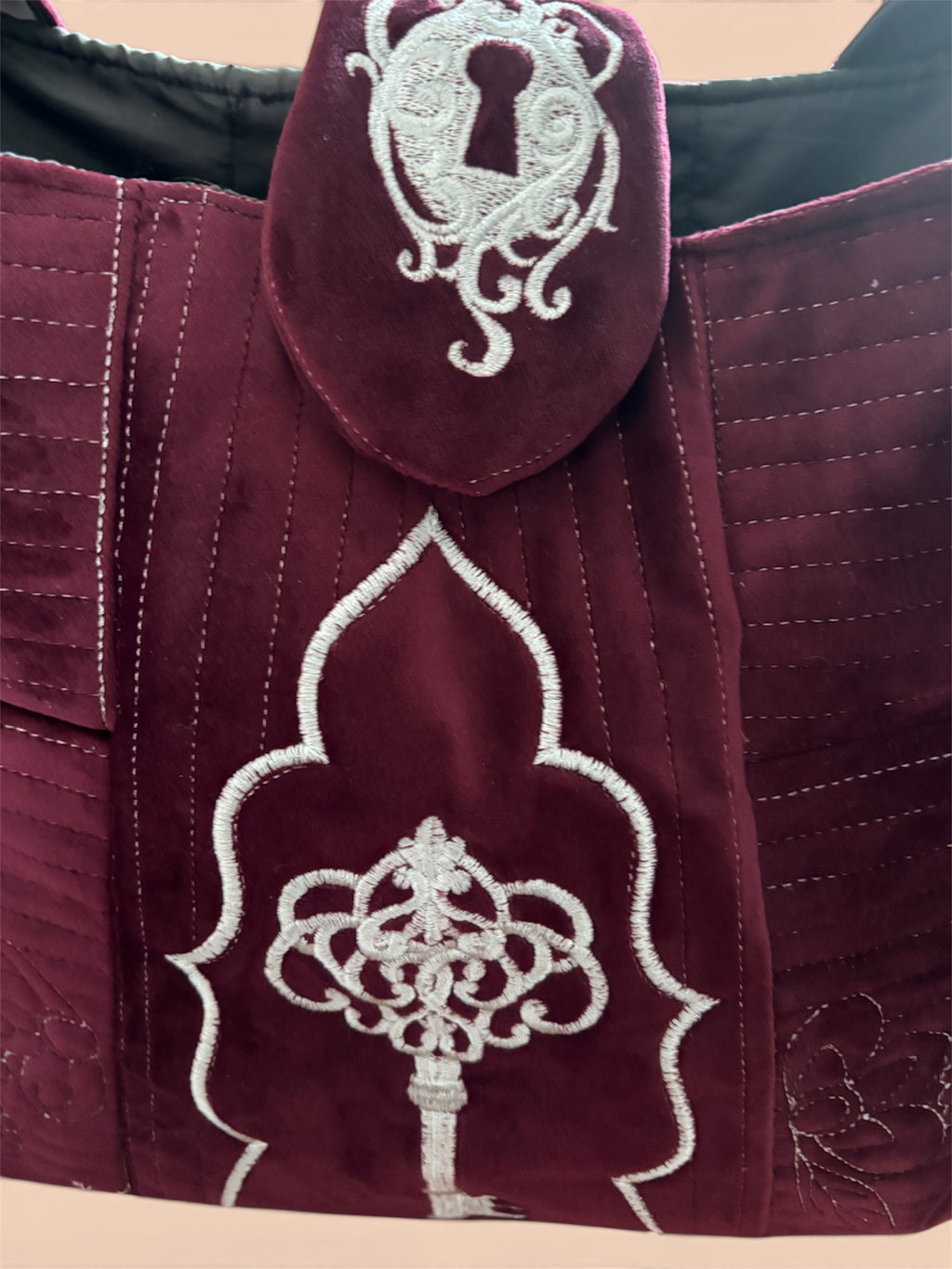 Burgundy soft velvet sling bag