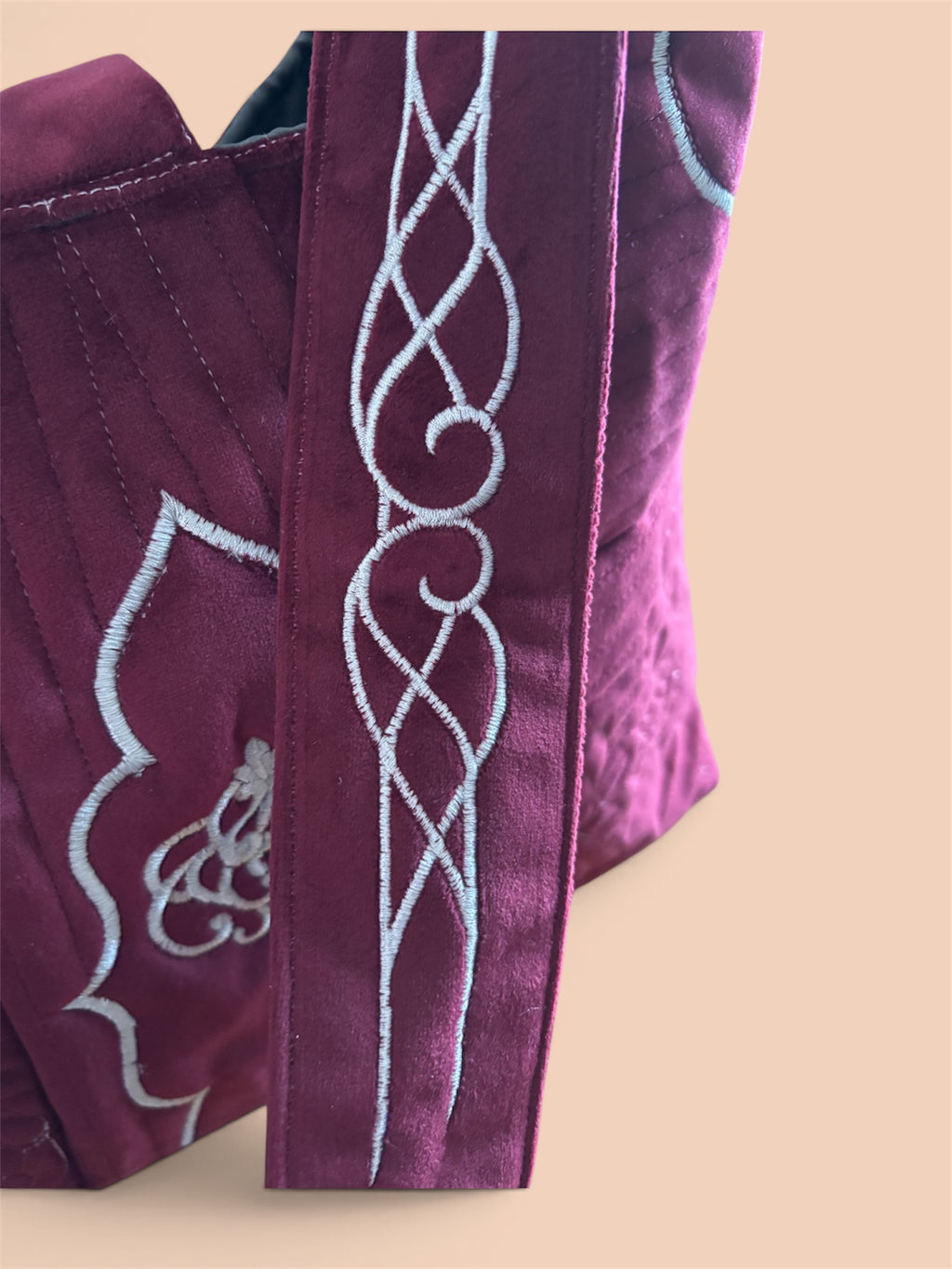 Burgundy soft velvet sling bag